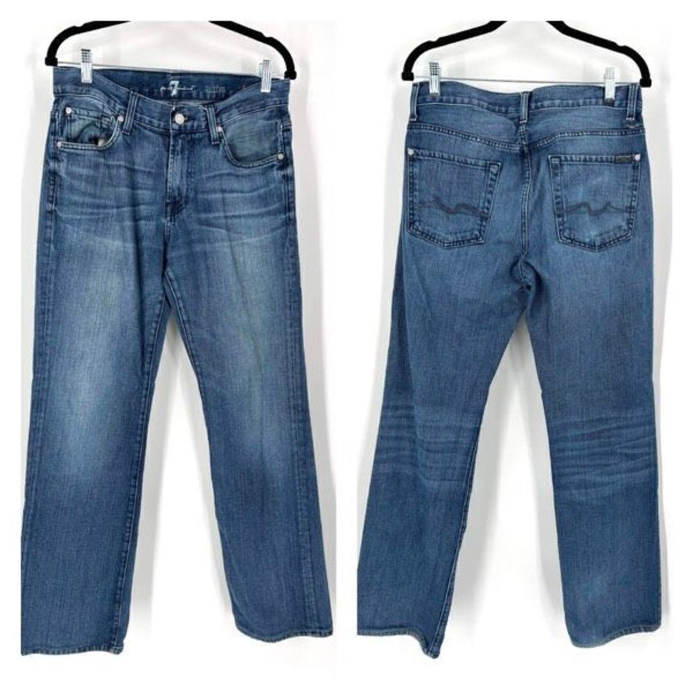 7 For All Mankind Women's Straight Austyn Jeans Blue Denim Medium Wash Size‎ 30